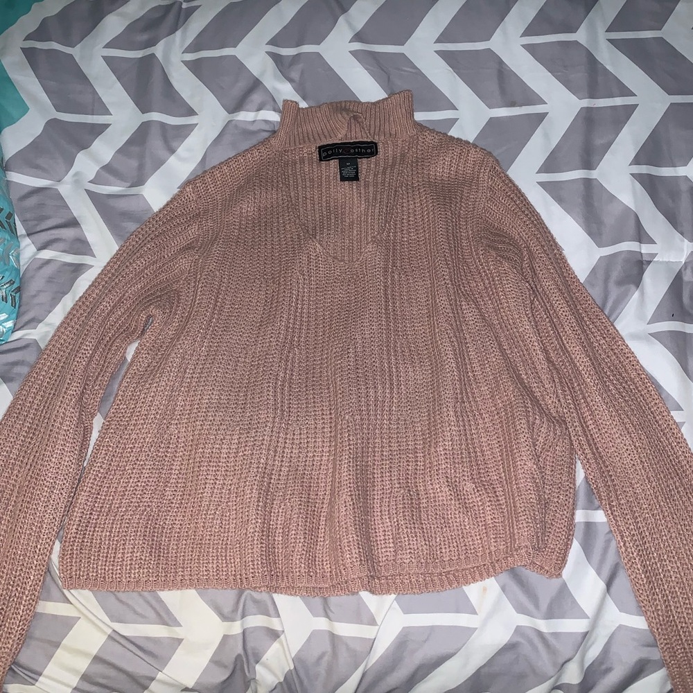 Pinkish V-Neck Knit Sweater